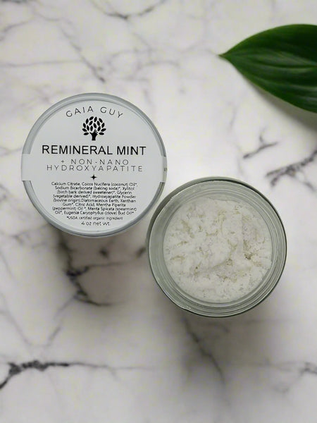 Natural Remineral Mint Toothpaste and Tooth Powder + Hydroxyapatite | USA Made | Enamel Strengthening with Cattle Bone-Derived Hydroxyapatite